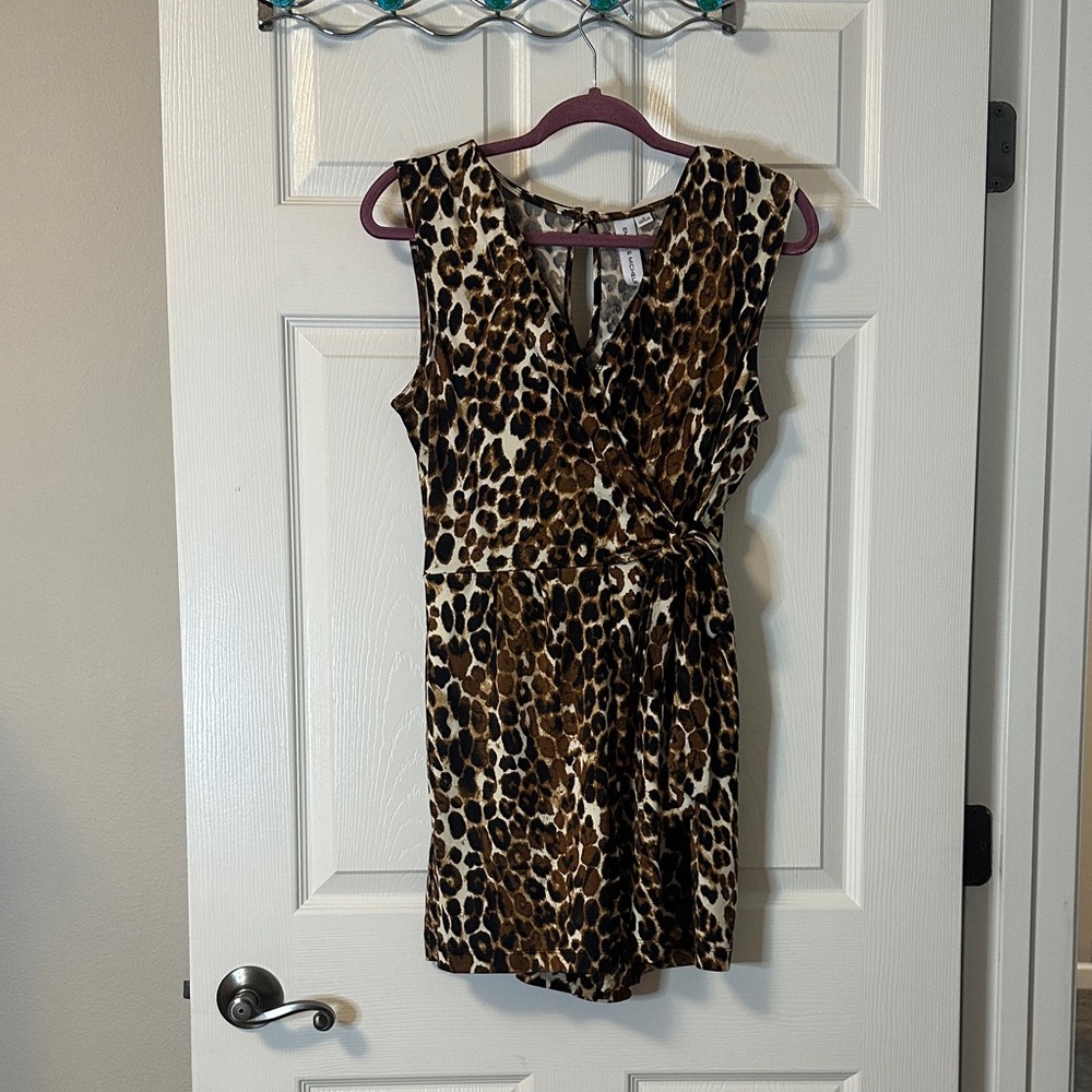 Leopard Print Sleeveless Wrap Dress